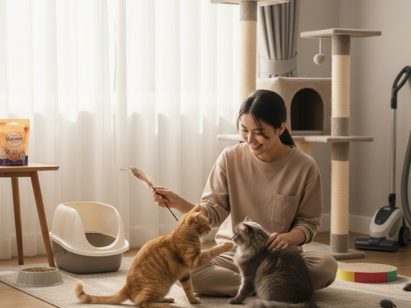 Cuidado de gatos a domicilio – Visitas con juego, alimentación y limpieza